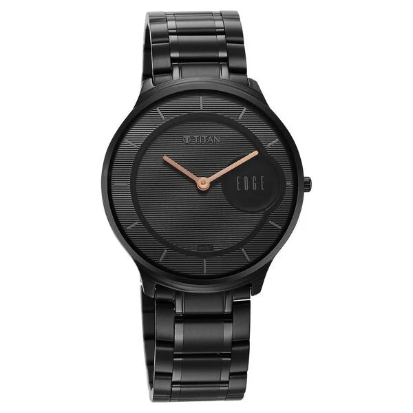 Titan Edge Men's Watch Analog Black Dial with Black Stainless Steel Band, 1843NM03