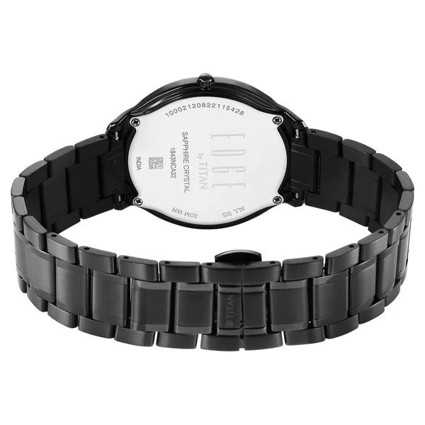 Titan Edge Men's Watch Analog Black Dial with Black Stainless Steel Band, 1843NM03