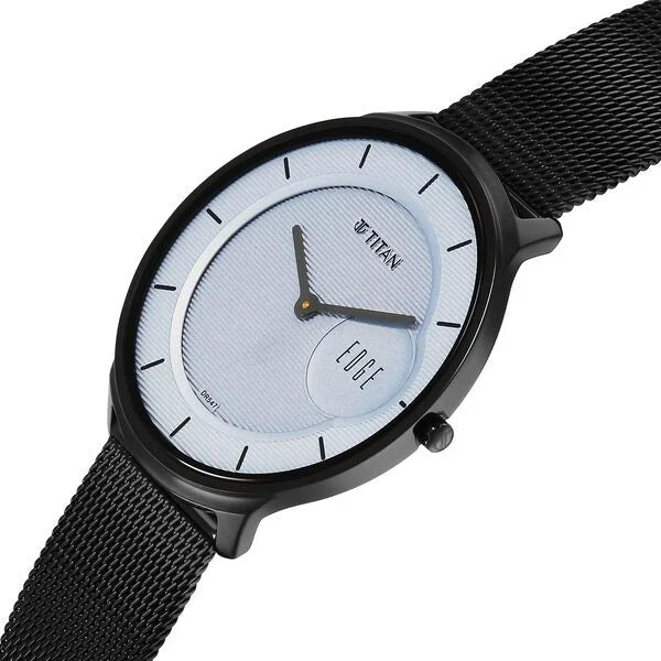 Titan Edge Murals Quartz Analog Men's Watch with Grey Dial and Stainless Steel Strap, 1843NM04