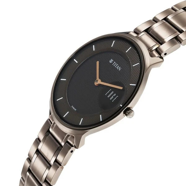 Titan Edge Baseline Men's Watch Analog Grey Dial With Grey Stainless Steel Band, 1843QM02