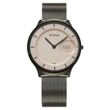 Titan Edge Murals Quartz Analog Men's Watch with Pink Dial and Grey Stainless Steel Strap, 1843QM02