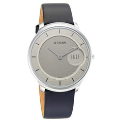 Titan Edge Baseline Analog Men's Watch, Grey Dial Stainless Steel Strap, 1843SL01
