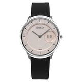 Titan Edge Murals Quartz Analog Men's Watch with Pink Dial Black and Leather Strap, 1843SL02
