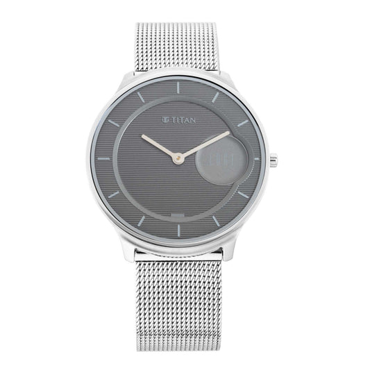 Titan, Men, Analog, Watch, Grey Dial, Stainless steel Strap, 1843SM01