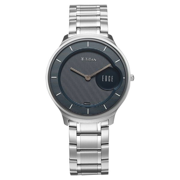 Titan Edge Murals Quartz Analog Men's Watch with Blue Dial and Stainless Steel Strap, 1843SM03