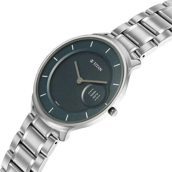 Titan Edge Murals Quartz Analog Men's Watch with Blue Dial and Stainless Steel Strap, 1843SM03