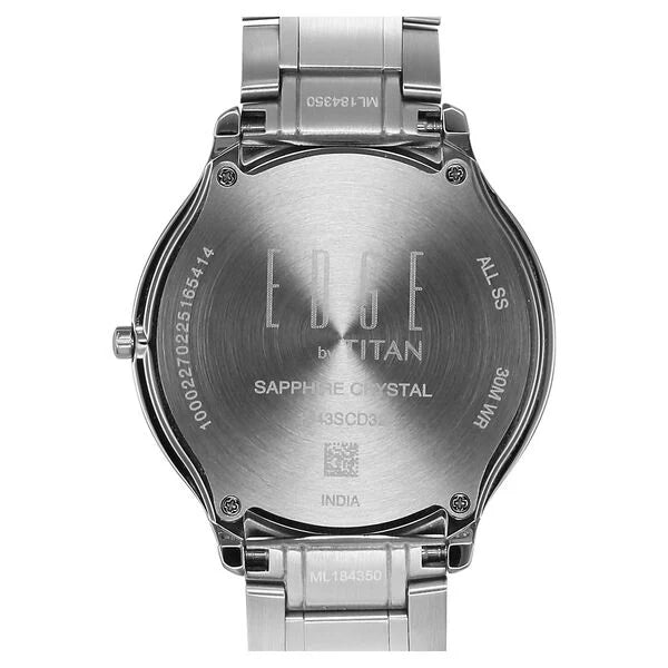 Titan Edge Men's Analog Watch Blue Dial With Silver Stainless Steel Strap , 1843SM04