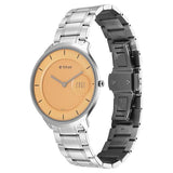 Titan Edge Men's Analog Watch Yellow Dial With Silver Stainless Steel Strap , 1843SM05