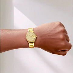 Titan Men's Watch Edge Collection, Yellow Dial Gold Stainless Steel Strap, 1843YM02