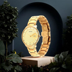 Titan Men's Watch Edge Collection, Yellow Dial Gold Stainless Steel Strap, 1843YM02