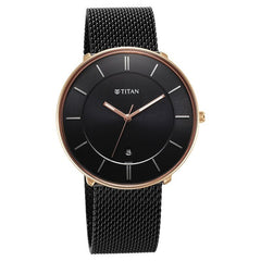 Titan Noir Men's Watch Analog Black Dial With Black Stainless Steel Band, 1849KM03