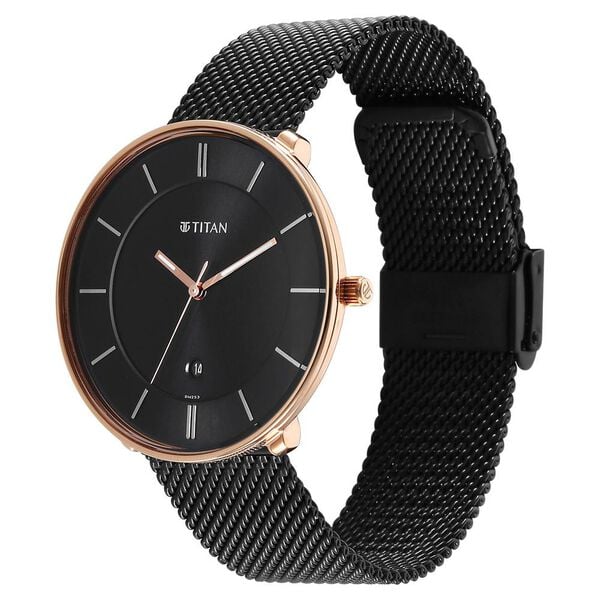 Titan Noir Men's Watch Analog Black Dial With Black Stainless Steel Band, 1849KM03