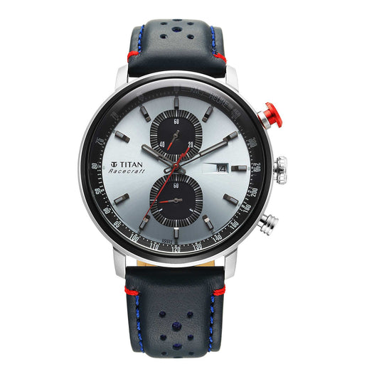 Titan, Men, Analog, Watch, Blue Dial, Leather Strap, 1857KL02