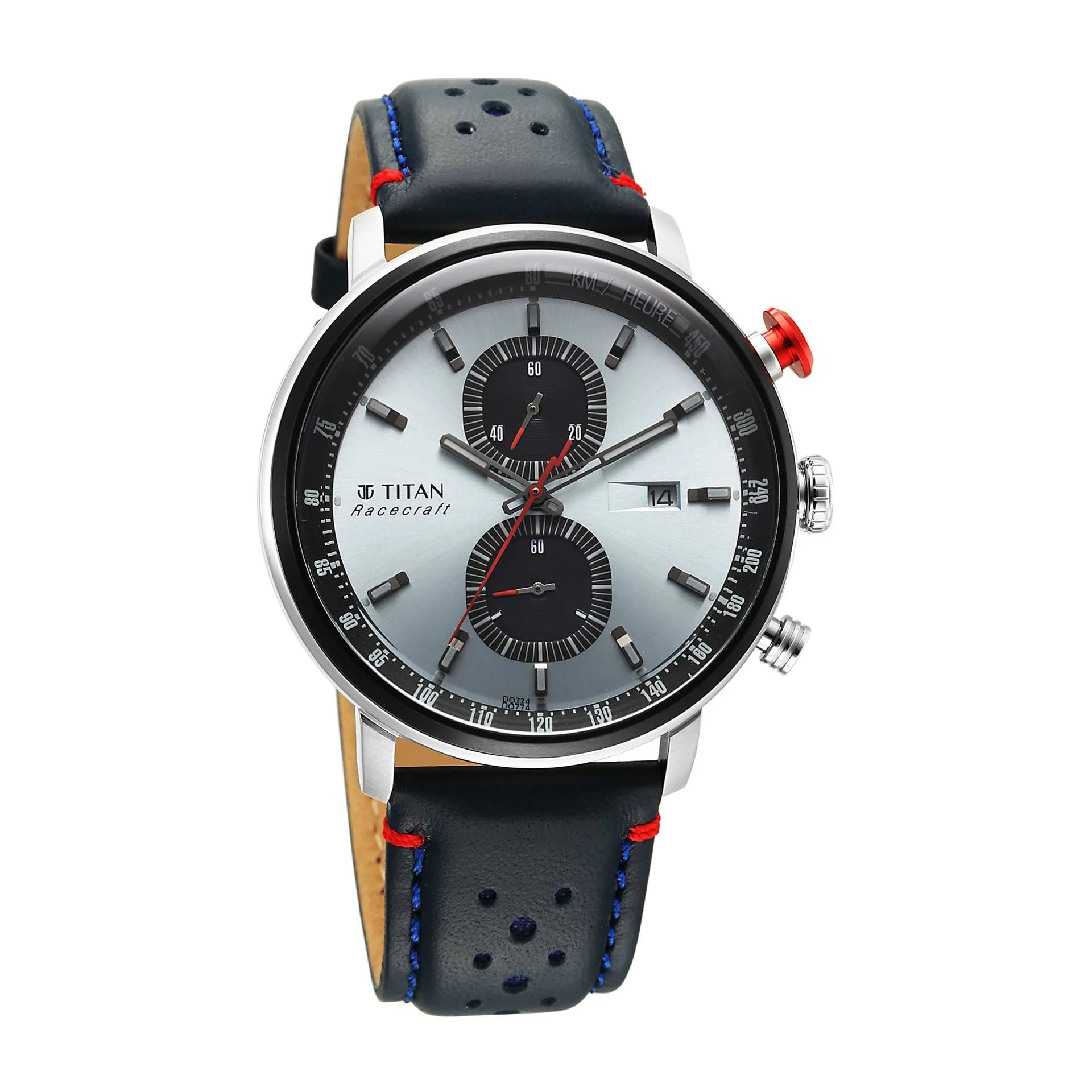 Titan Racecraft Men's Watch Analog Blue Dial with Blue Leather Strap, 1857KL02