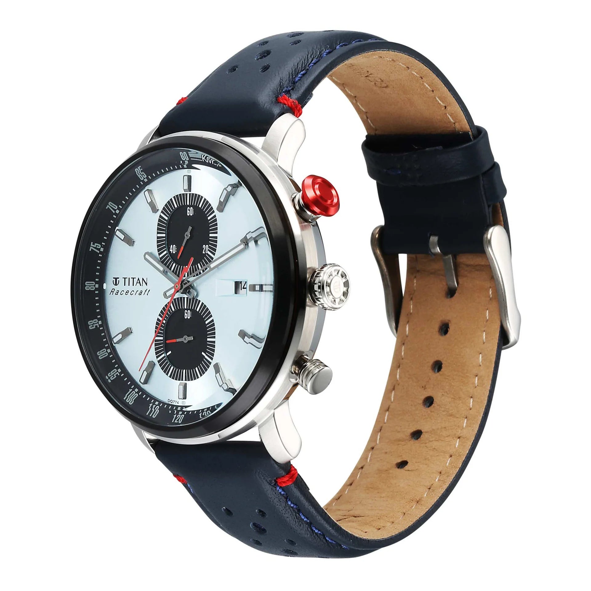 Titan Racecraft Men's Watch Analog Blue Dial with Blue Leather Strap, 1857KL02