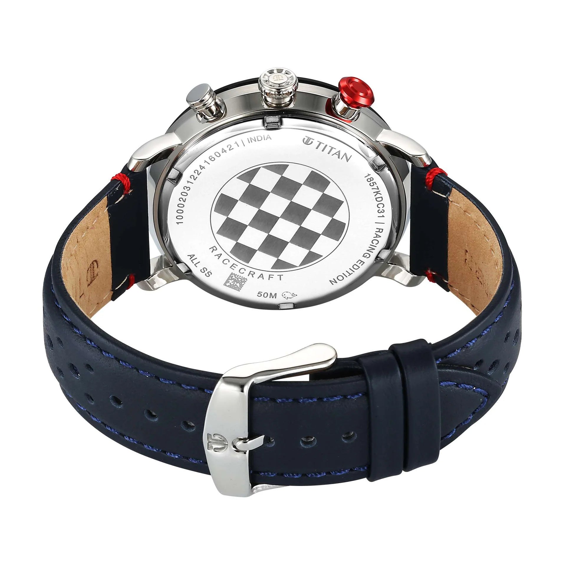 Titan Racecraft Men's Watch Analog Blue Dial with Blue Leather Strap, 1857KL02
