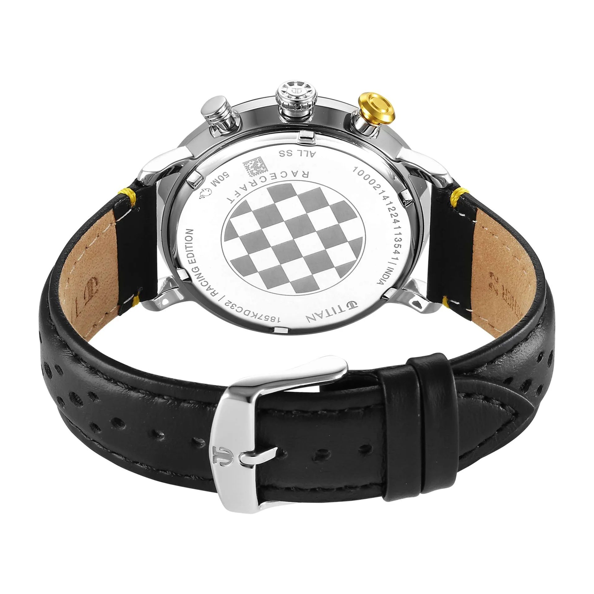 Titan Racecraft Men's Watch Analog Red Dial with Black Leather Strap, 1857KL03