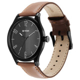 Titan Men's Watch, Black Dial Brown Leather Strap, 1865NL01 - view 2