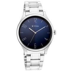 Titan Men's Watch Blue Dial Silver Stainless Steel Strap Watch, 1865SM01