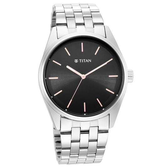 Titan, Men, Analog, Watch, Black Dial, Stainless steel Strap, 1866SM01