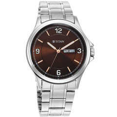 Titan Men's Watch Brown Dial Silver Stainless Steel Strap Watch, 1870SM02