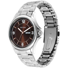 Titan Men's Watch Brown Dial Silver Stainless Steel Strap Watch, 1870SM02