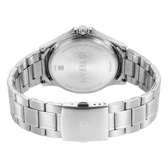 Titan Men's Beige Dial Silver Stainless Steel  Strap Watch, 1870SM03