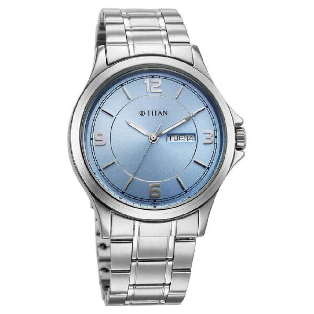 Titan, Men's, Analog Watch, Blue Dial, with Stainless Steel Band, TI-1870SM07