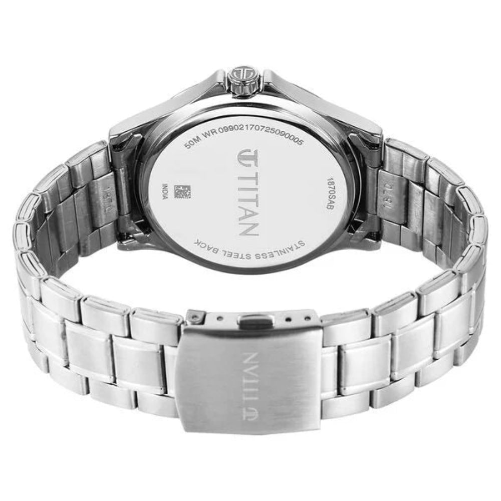 Titan, Men's, Analog Watch, Blue Dial, with Stainless Steel Band, TI-1870SM07