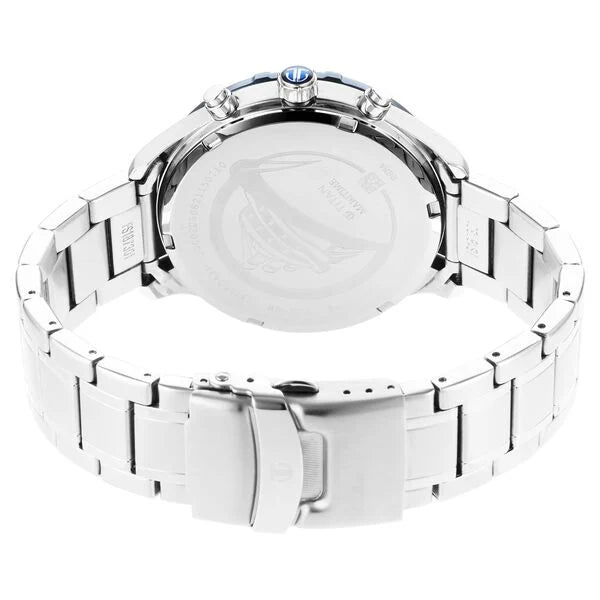 Titan Men's Watch Blue Dial with Silver Stainleess Steel Band, 1873KM02