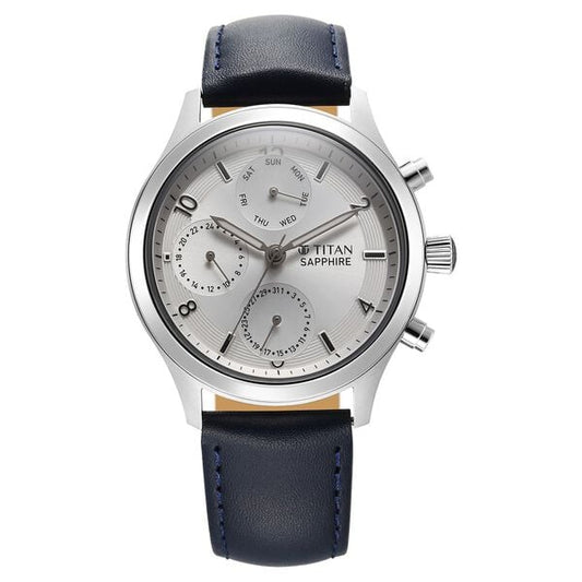 Titan, Men, Analog, Watch, Silver Dial, Leather Strap, 1874SL04