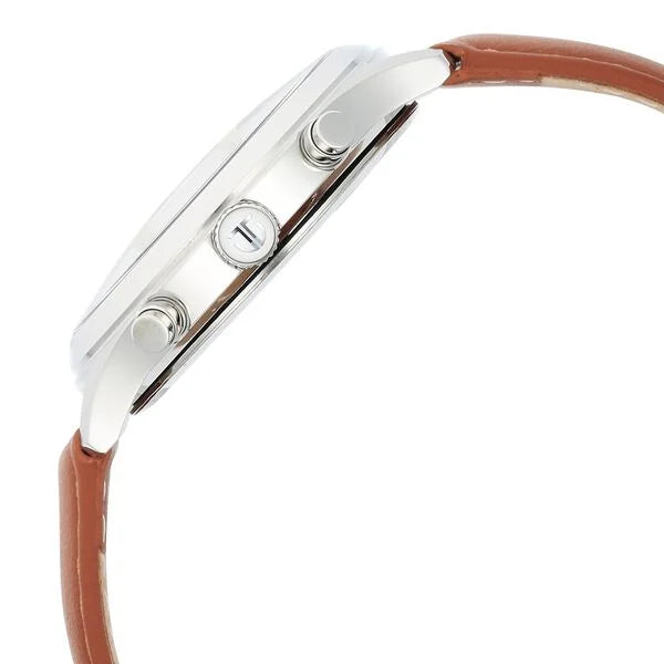 Titan Sapphire Men's Multifunction Watch Analog White Dial with Brown Leather Strap, 1874SL05