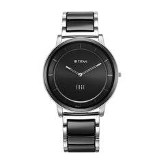 Titan Men's Watch Edge Collection, Black Dial Two Toned Ceramic Strap, 1878KD01