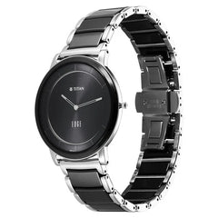 Titan Men's Watch Edge Collection, Black Dial Two Toned Ceramic Strap, 1878KD01