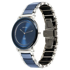 Titan Men's Watch Edge Collection, Blue Dial Two Toned Ceramic Strap, 1878KD02
