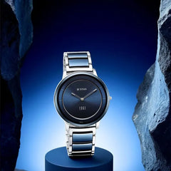 Titan Men's Watch Edge Collection, Blue Dial Two Toned Ceramic Strap, 1878KD02