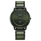 Titan  Edge Men's Analog Watch Green Dial With Slim Steel & Ceramic Strap ,1878KD05