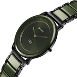 Titan  Edge Men's Analog Watch Green Dial With Slim Steel & Ceramic Strap ,1878KD05