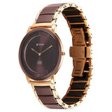 Titan  Edge Men's Analog  Watch Brown Dial With Gold and brown Slim Steel & Ceramic Strap ,1878KD08