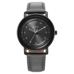 Titan Workwear Men's Watch Analog Anthracite Dial with Black Leather Strap, 1884NL01