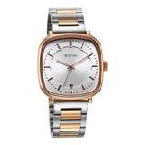 Titan Shaped Case Men's Watch Analog Silver Dial with Two-Toned Stainless Steel Band, 1885KM01