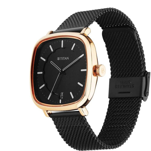 Titan, Men's, Analog Watch, Black Dial, with Stainless Steel Band, TI-1885KM02