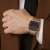Titan Neo Curve Men's Quartz Analog Watch Brown Dial  with Gold Stainless Steel Strap, 1885WM01