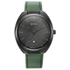 Titan Bolt Analog Men's Watch, Black Dial Green Leather Strap, 1887NL01