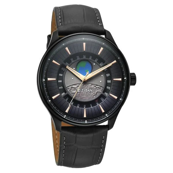 Titan Stellar Analog Men's Watch with black dial and Black metal strap, 1890NL01