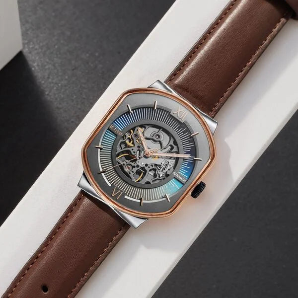 Titan Techno Beats Men's Automatic Watch Analog Anthracite Dial With Brown Leather Strap, 1893KL01