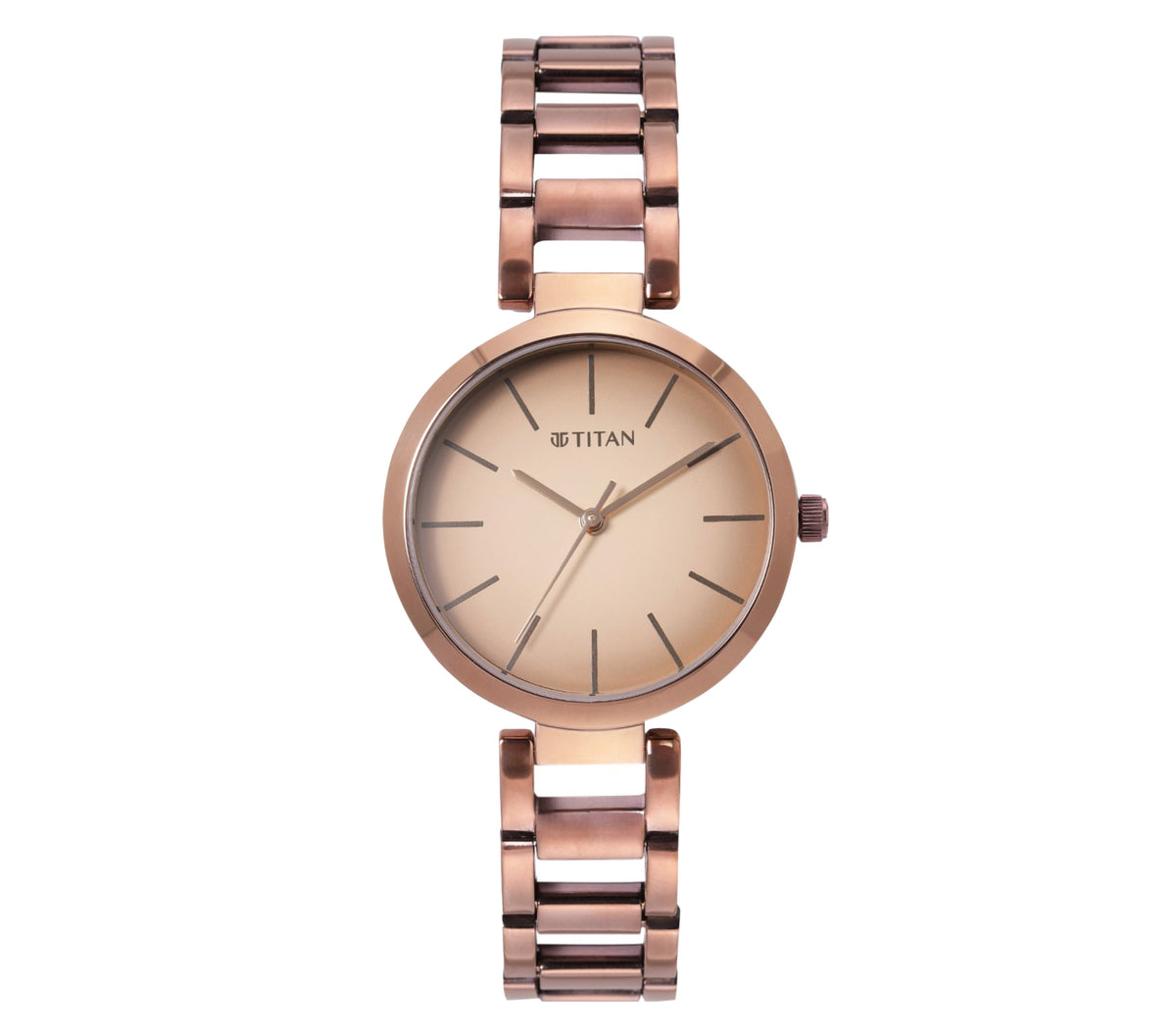 Titan, Women, Analog, Watch, Beige Dial, Stainless steel Strap, 2480QM01