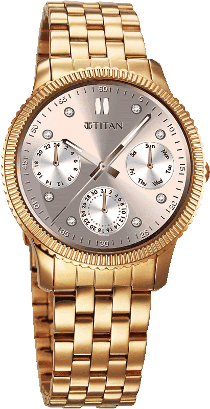 Titan, Men's, Analog Watch, Gold Dial, with Stainless Steel Band, TI-2765WM02