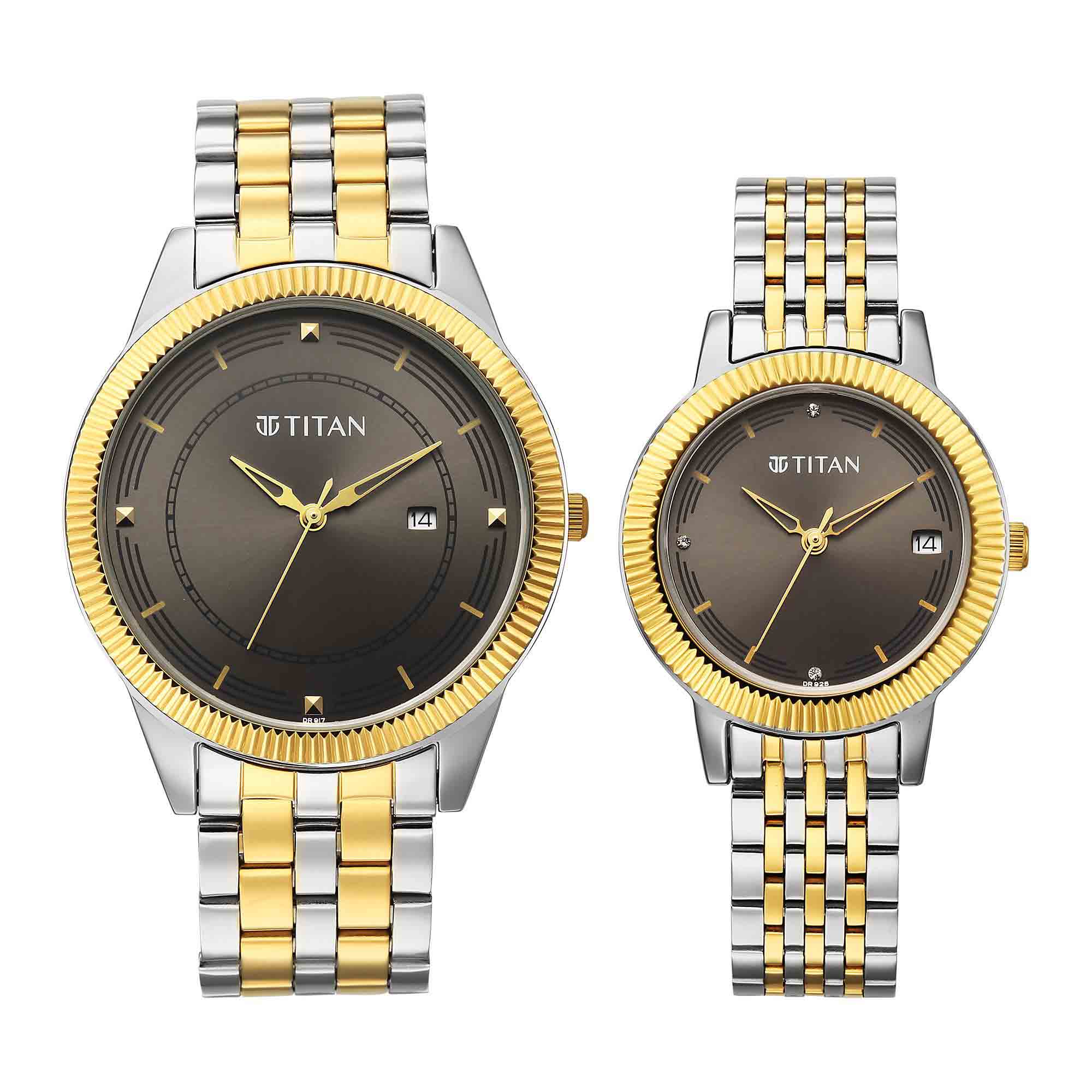 Titan, Unisex, Analog, Watch, Gun Dial, Stainless steel Strap, 1968BM01P