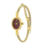 Titan Raga Women's Watch Analog Red Dial with Gold Stainless Steel Band, 197YM02